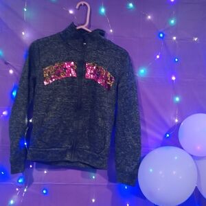 Kids Sequin Embellished Jacket - Black